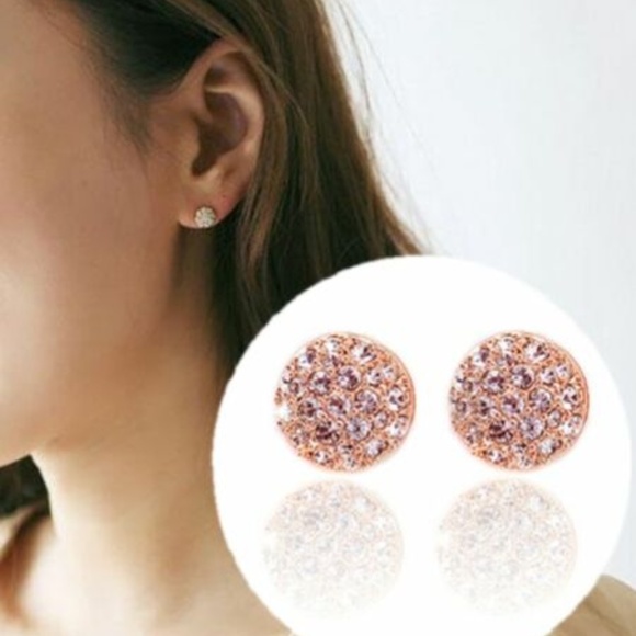 dazzling items Jewelry - Rose Gold Crystal Stud Earrings